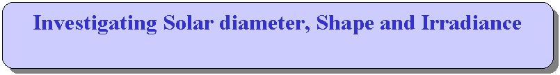 Rounded Rectangle: Investigating Solar diameter, Shape and Irradiance