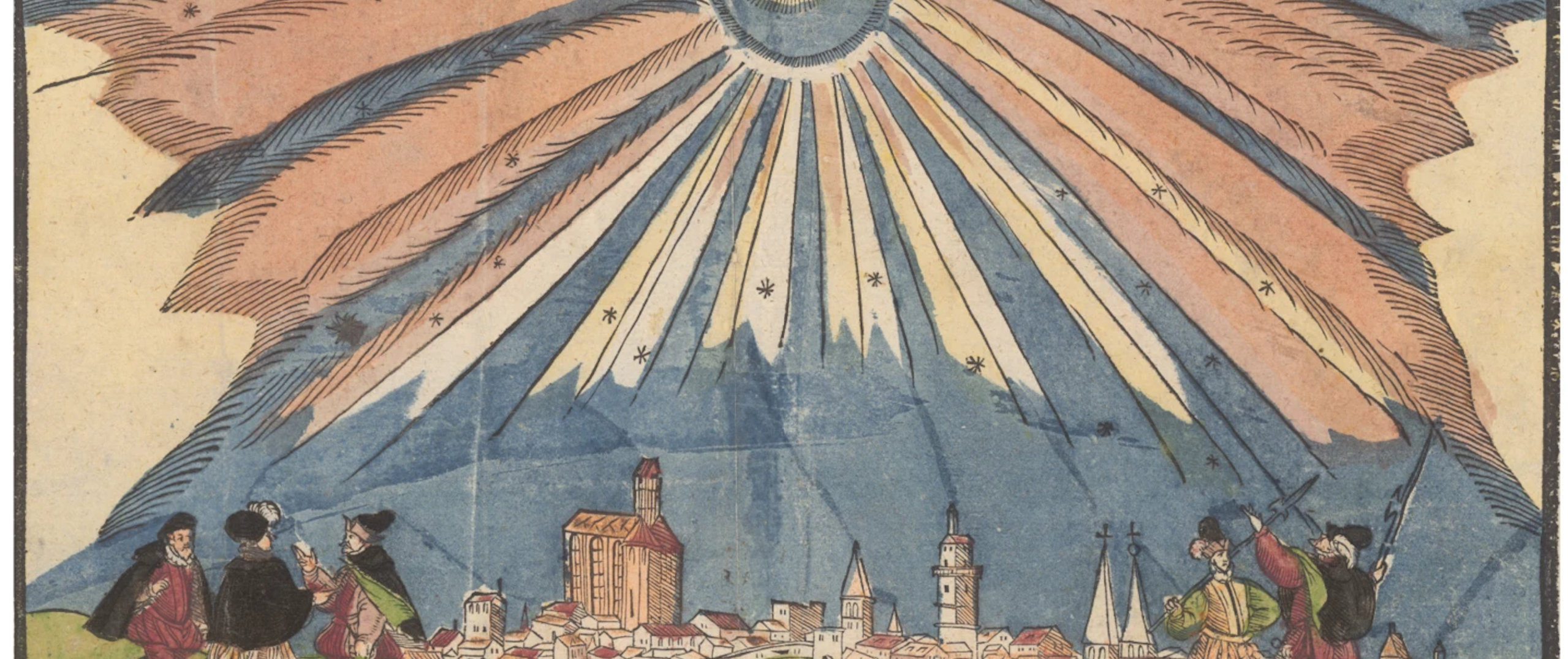 The great auroral display seen in Augsburg on 6 March 1582, reproduced in Usoskin et al. (2023) with permission from Zentralbibliothek Zürich, Department of Prints and Drawings/Photo Archive (shelfmark: ZB Graphische Sammlung (GSB), PAS II 19/4).