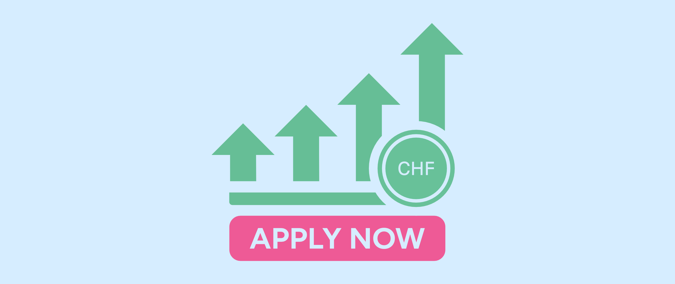Job posting showing a graph with an upward trend and a Swiss Franc coin, saying "Apply now".