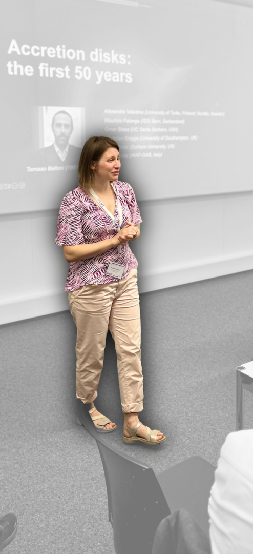Alexandra Veledina welcoming the participants of the Accretion disk workshop at ISSI Bern.