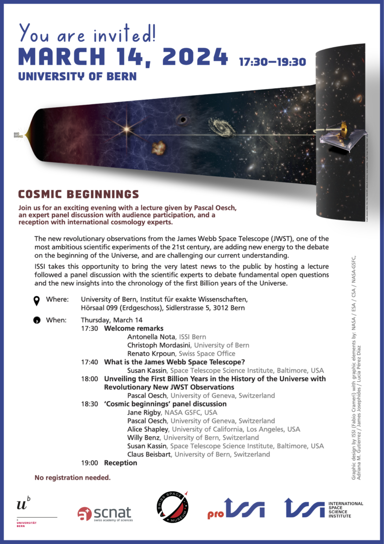Flyer for the ISSI Special Event 'Cosmic Beginnings'
