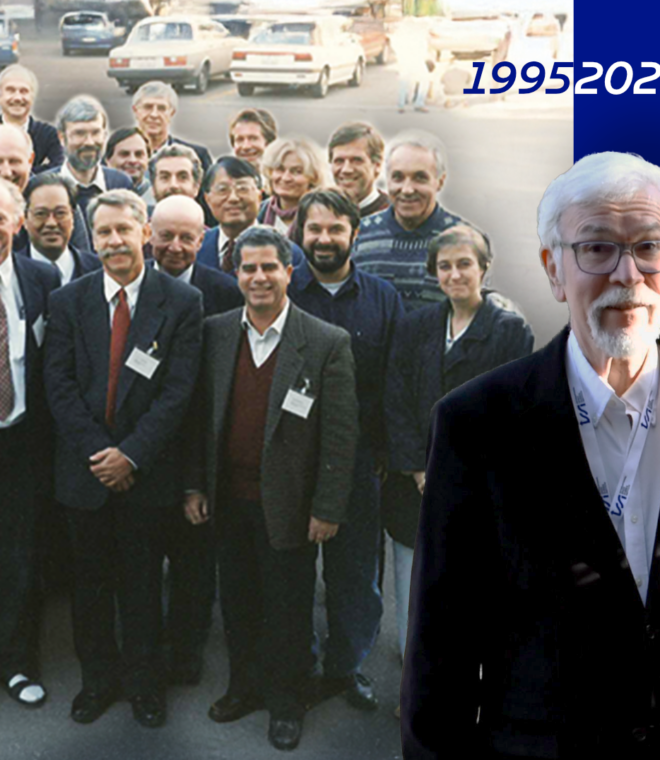 Header image showing the group picture of the first ever ISSI Workshop in 1995 with Eberhard Möbius, and superposed an image of him again 31 years later together with Emma Davies.