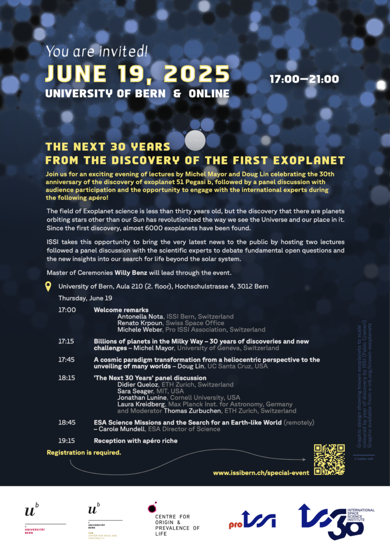 The next 30 years from the discovery of the first exoplanet poster with programme.