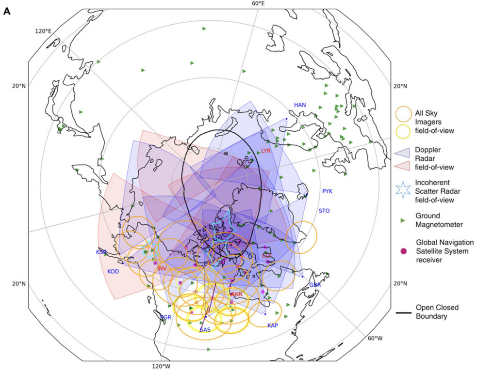 Map highlighting the current observational capabilities for remote sensing magnetopause dynamics and their impacts from the ground. Credit: Archer et al. (2024b).