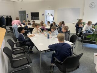 A school class visiting ISSI and having a break. (Picture by S. Fontanelli)