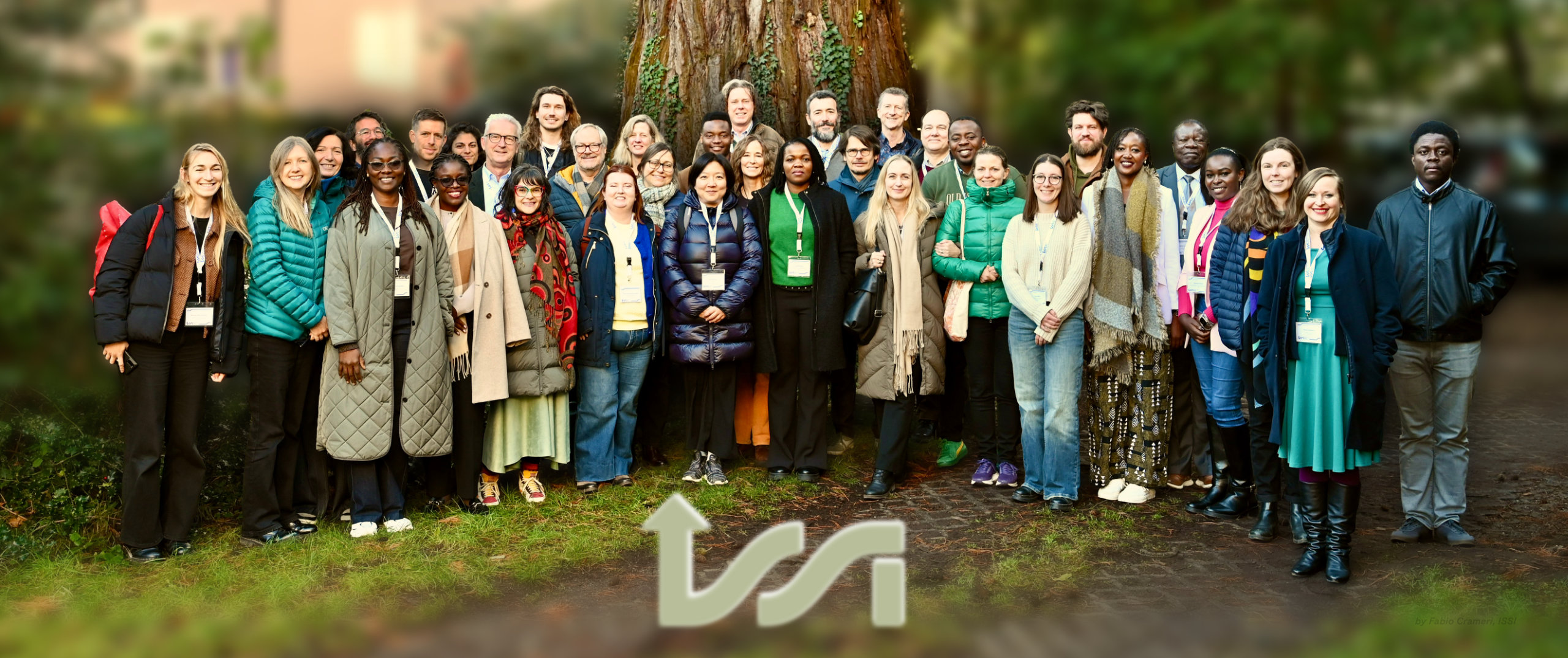 Group picture of the December 2025 ISSI Workshop on Opening up Earth Observations for Climate Adaptation. Photo and visual adjustments by Fabio Crameri, ISSI.