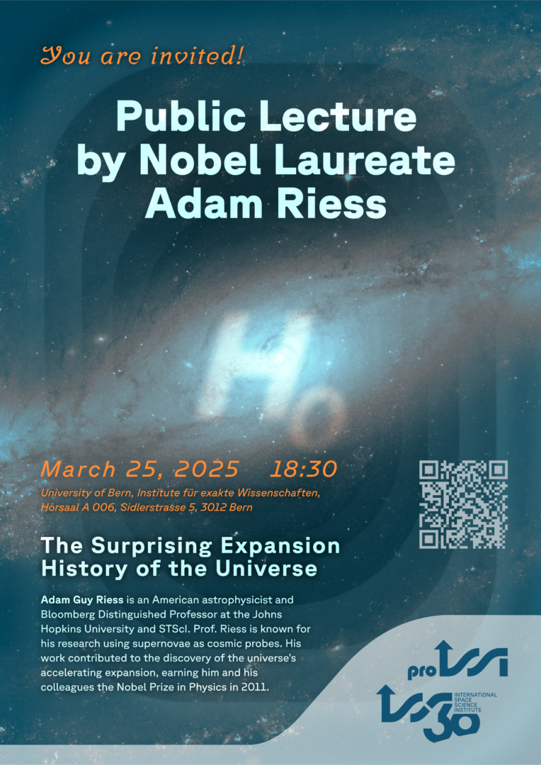 Poster for the Public proISSI Lecture by Nobel Laureate Adam Riess designed by Fabio Crameri