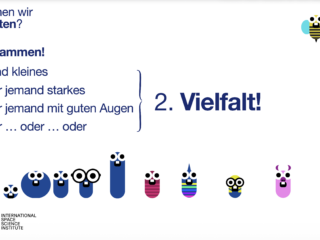 Slide by Fabio Crameri outlining why we need teams of diverse scientists for effective research featuring funny characters co-designed with one of the students.