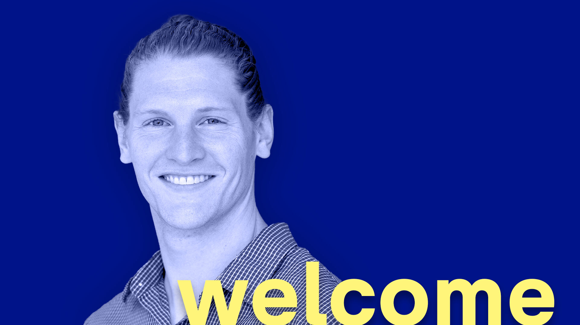 Portrait picture of Dr. Brian Welch on a blue background.